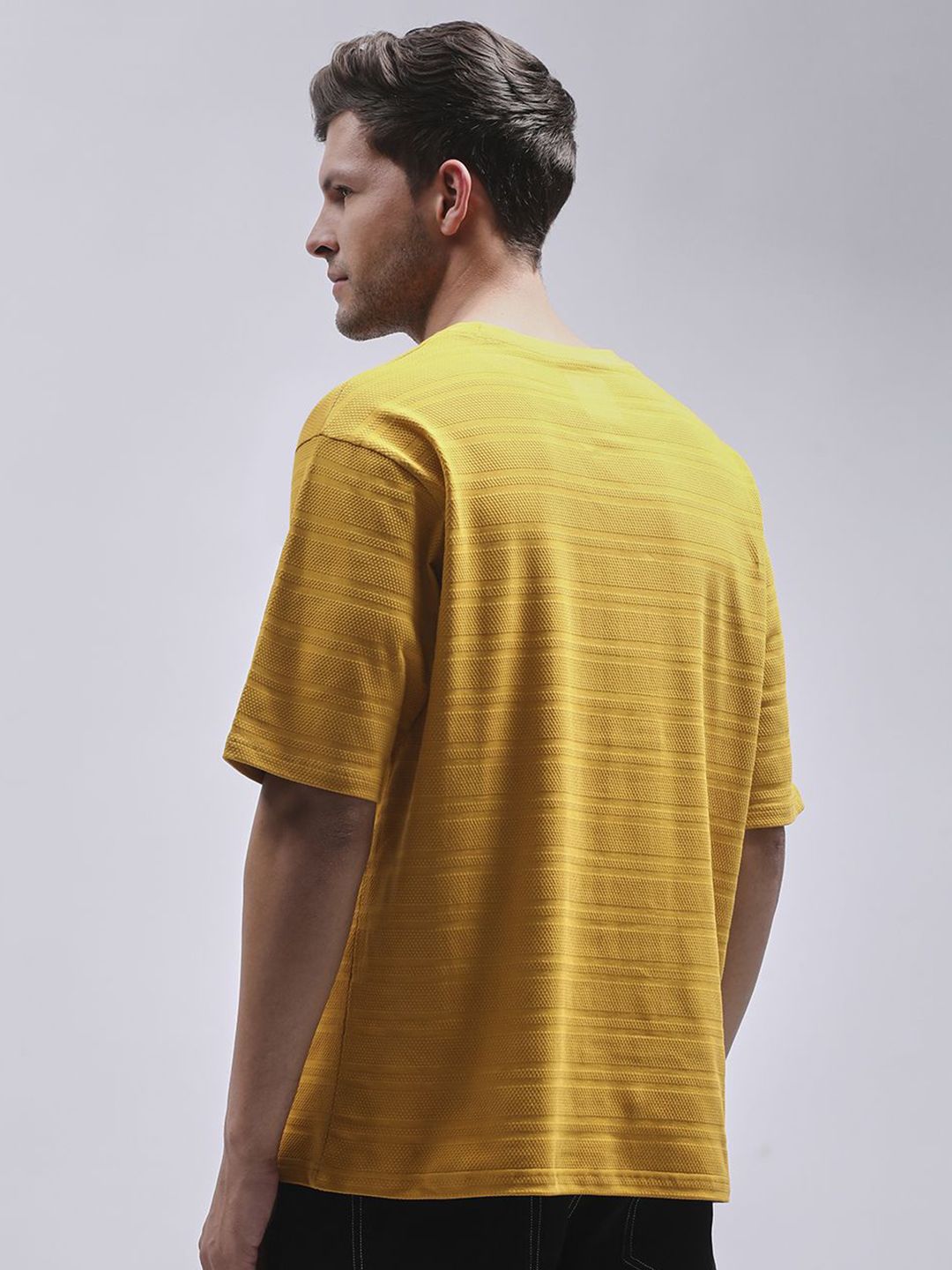 DILLINGER Men Round Neck Solid Oversized Pure Cotton T-shirt
