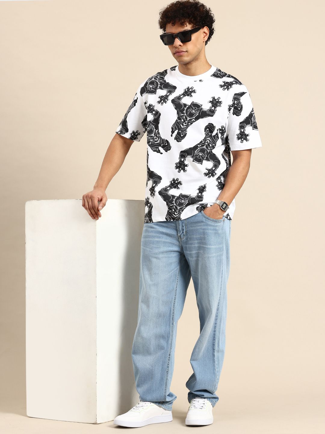 Being Human Black Panther Printed Drop-Shoulder Sleeves Easy Fit Pure Cotton T-shirt