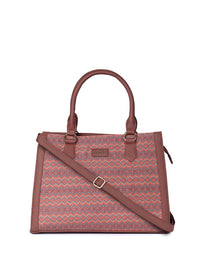 ZOUK Geometric Printed Structured Jute Handheld Bag