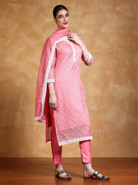 Varanga Women Floral Embroidered Regular Thread Work Kurta with Trousers & With Dupatta