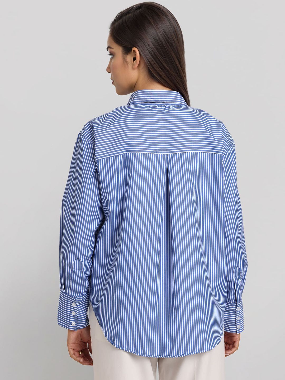 Style Quotient Women Smart Relaxed Fit Vertical Striped Spread Collar Casual Shirt