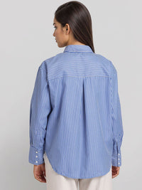 Style Quotient Women Smart Relaxed Fit Vertical Striped Spread Collar Casual Shirt