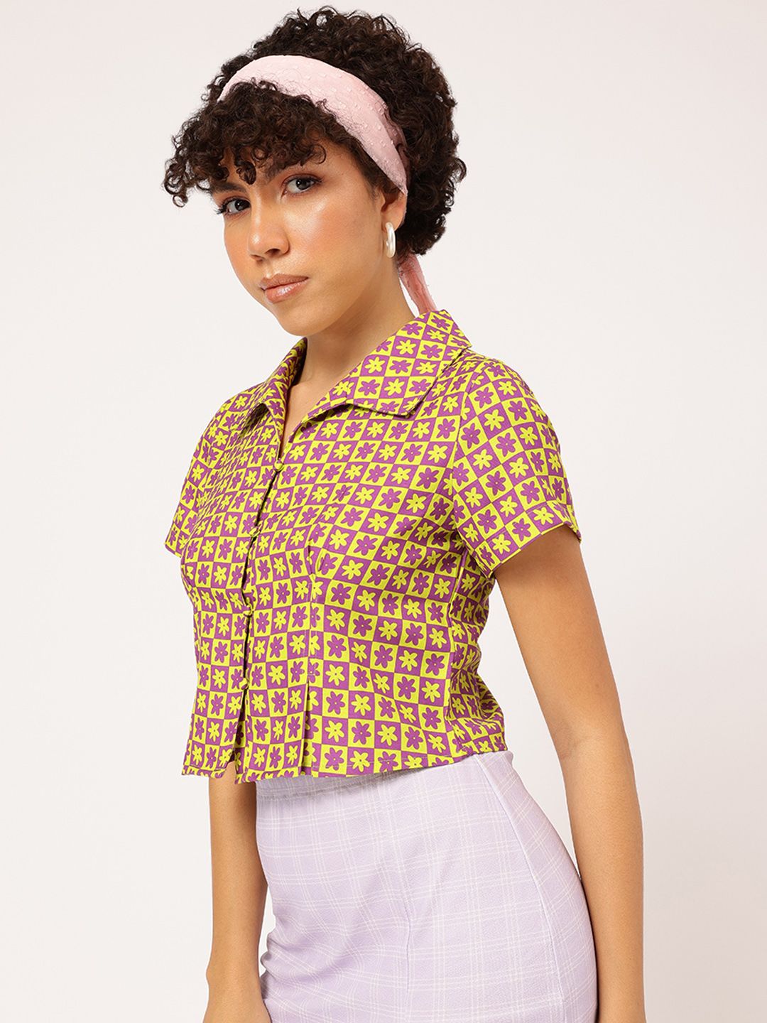 DressBerry Geometric Print Shirt-Style Top