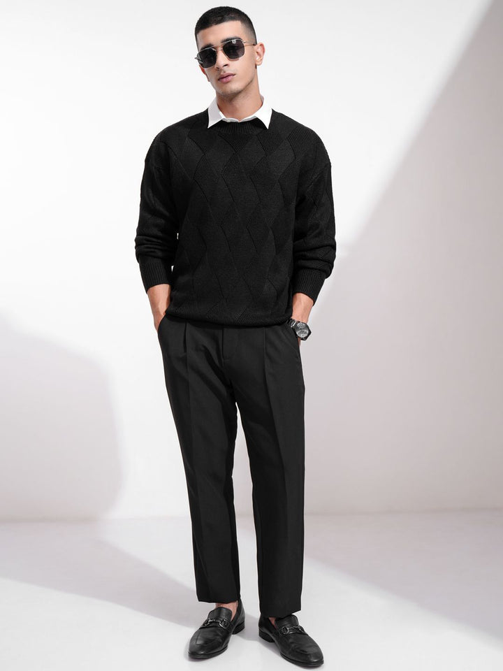 HIGHLANDER Men Round Neck Drop Shoulder Relaxed Sweater