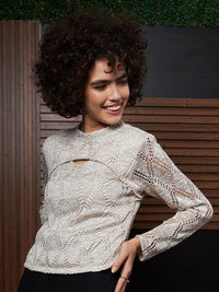 Athena Self Design Round Neck Top