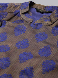 SOJANYA Woven Design Mandarin Collar Silk Cotton Angrakha Kurta