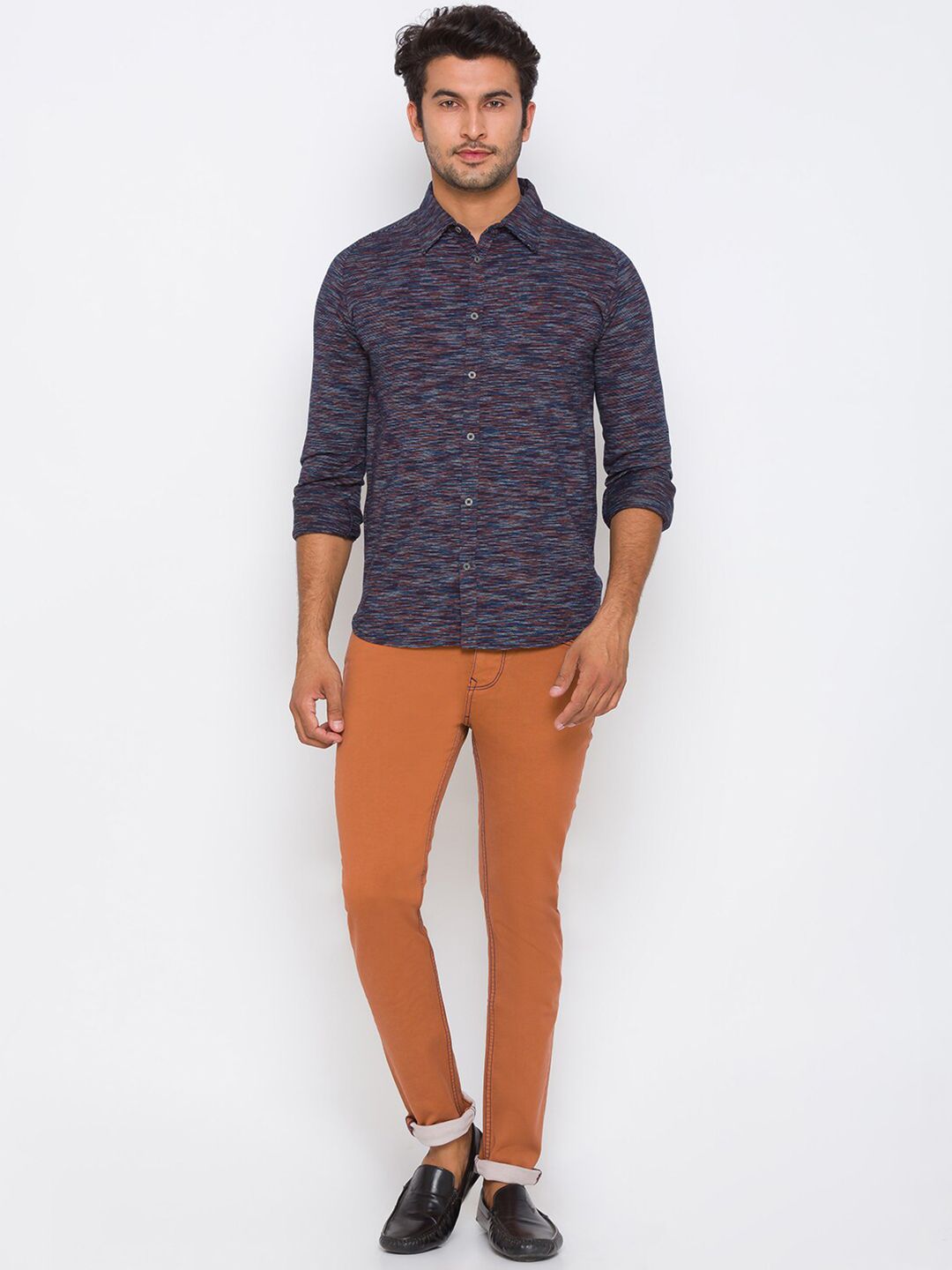 Being Human Men Navy Blue Slim Fit Printed Casual Shirt