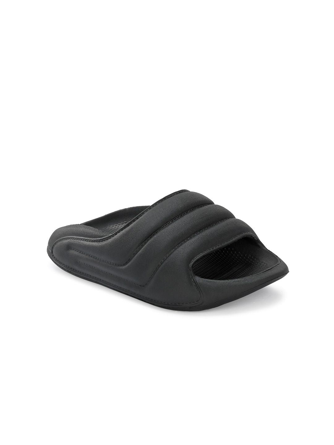 HRX by Hrithik Roshan Women Black Textured Rubber Sliders