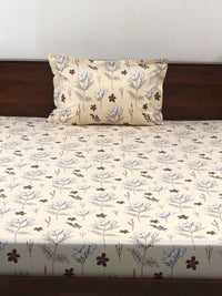 BOMBAY DYEING Brown Vintage Printed Pure Cotton 180 TC  Bedsheet Set 1.52 m X 2.28 m