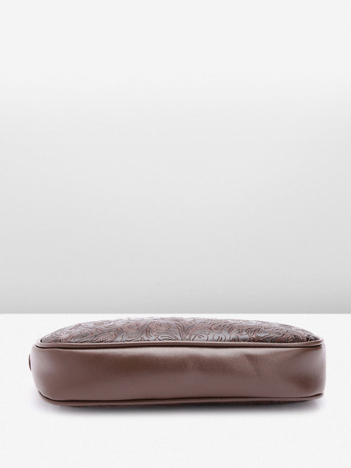 Lino Perros Floral Textured Structured Baguette Bag