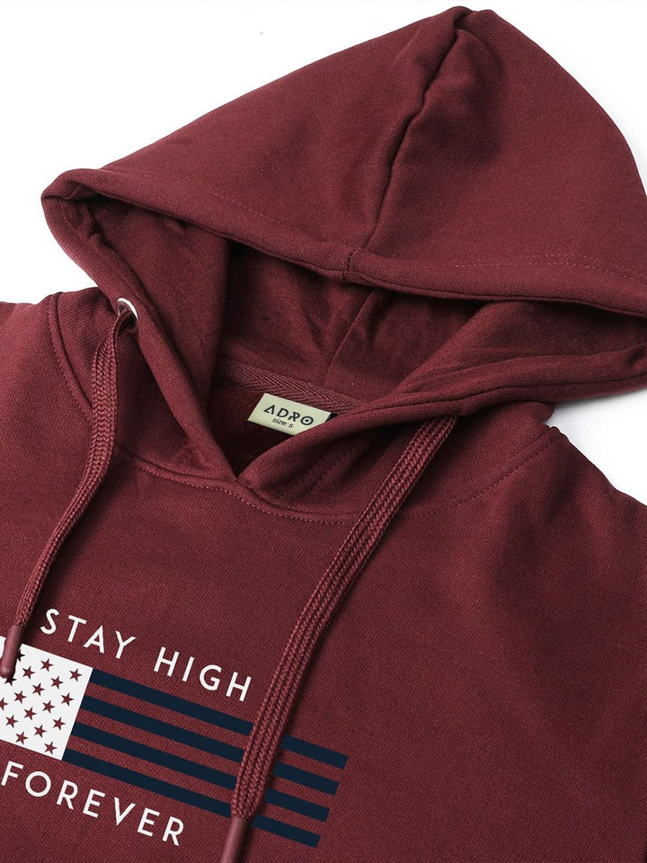 ADRO Men Printed Hooded Pullover Sweatshirt