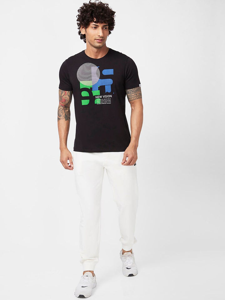 SPYKAR Men Printed Detail Mid Rise Cotton Joggers