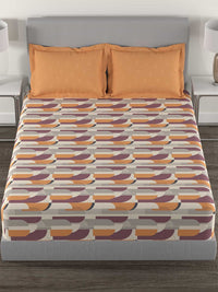 TRIDENT Charleen Orange Flat 144TC Queen Cotton Bedsheet Set