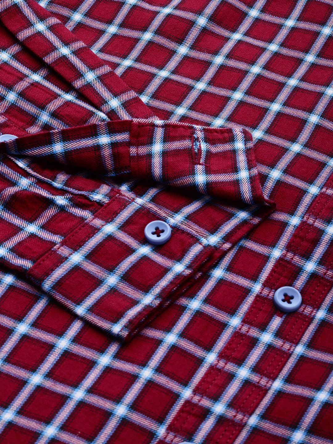 The Indian Garage Co Men Red & Blue Slim Fit Checked Casual Shirt