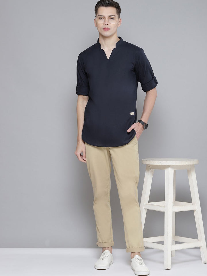 Dennison Men Navy Blue Comfort Fit kurta