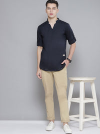 Dennison Men Navy Blue Comfort Fit kurta