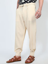 Campus Sutra Men Comfort Easy Wash Pleated Joggers Trousers