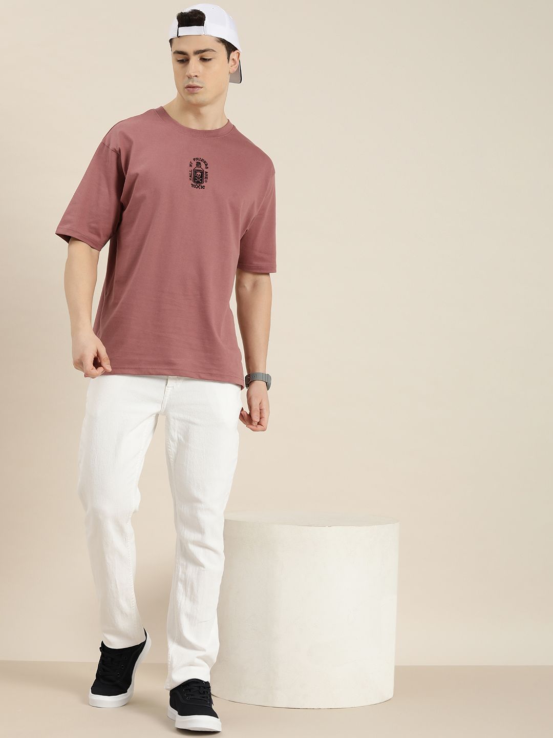 Difference of Opinion Men Graphic Embroidered Oversized T-shirt