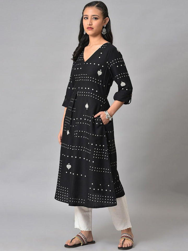 W Women Geometric Printed Anarkali Kurta