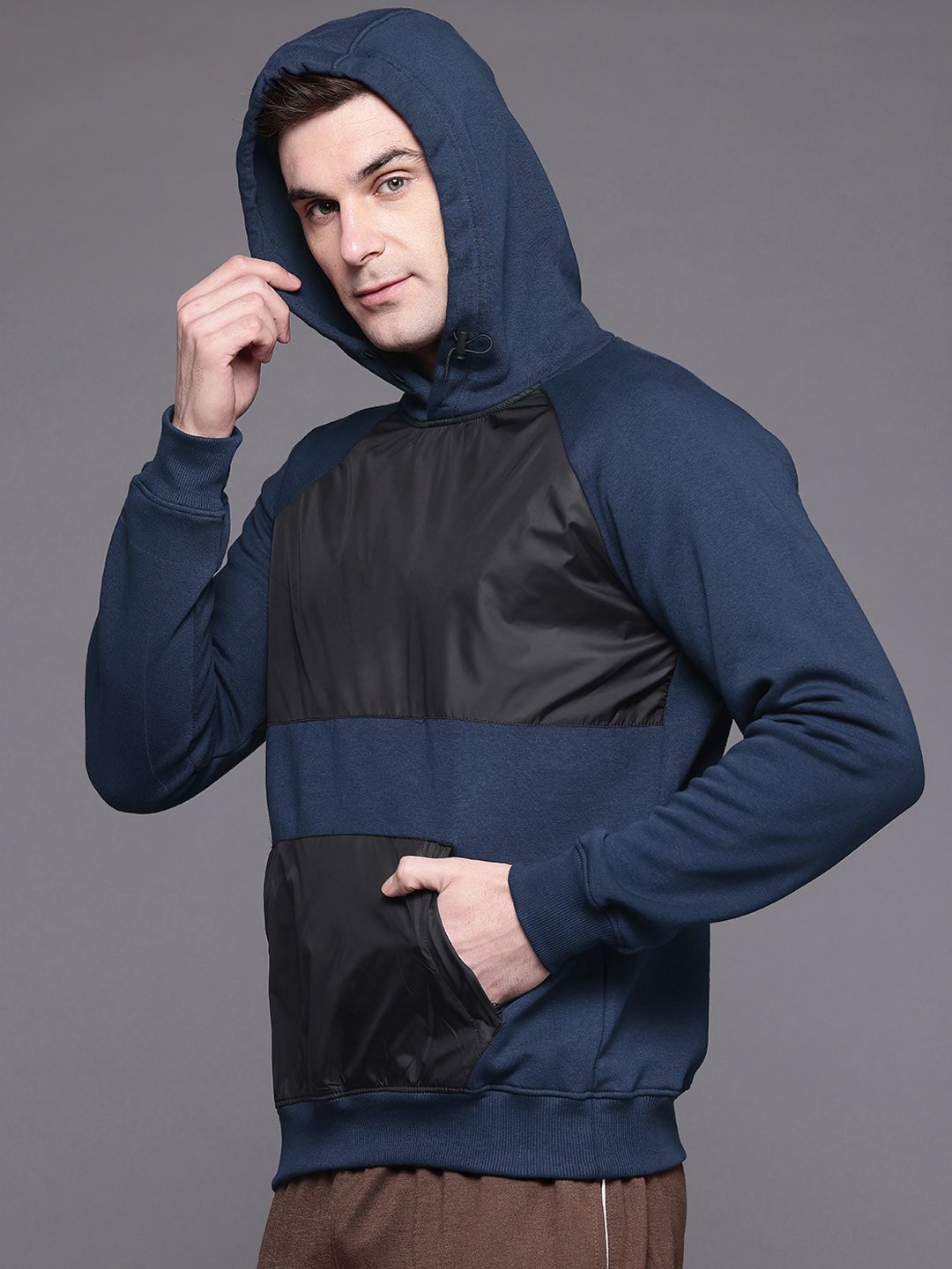 HRX by Hrithik Roshan Colourblocked Training Hood with Toggle Sweatshirt