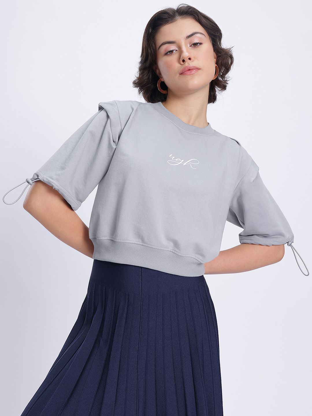 DressBerry Knit Toggled Sleeves Sweatshirt