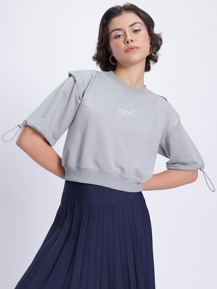 DressBerry Knit Toggled Sleeves Sweatshirt