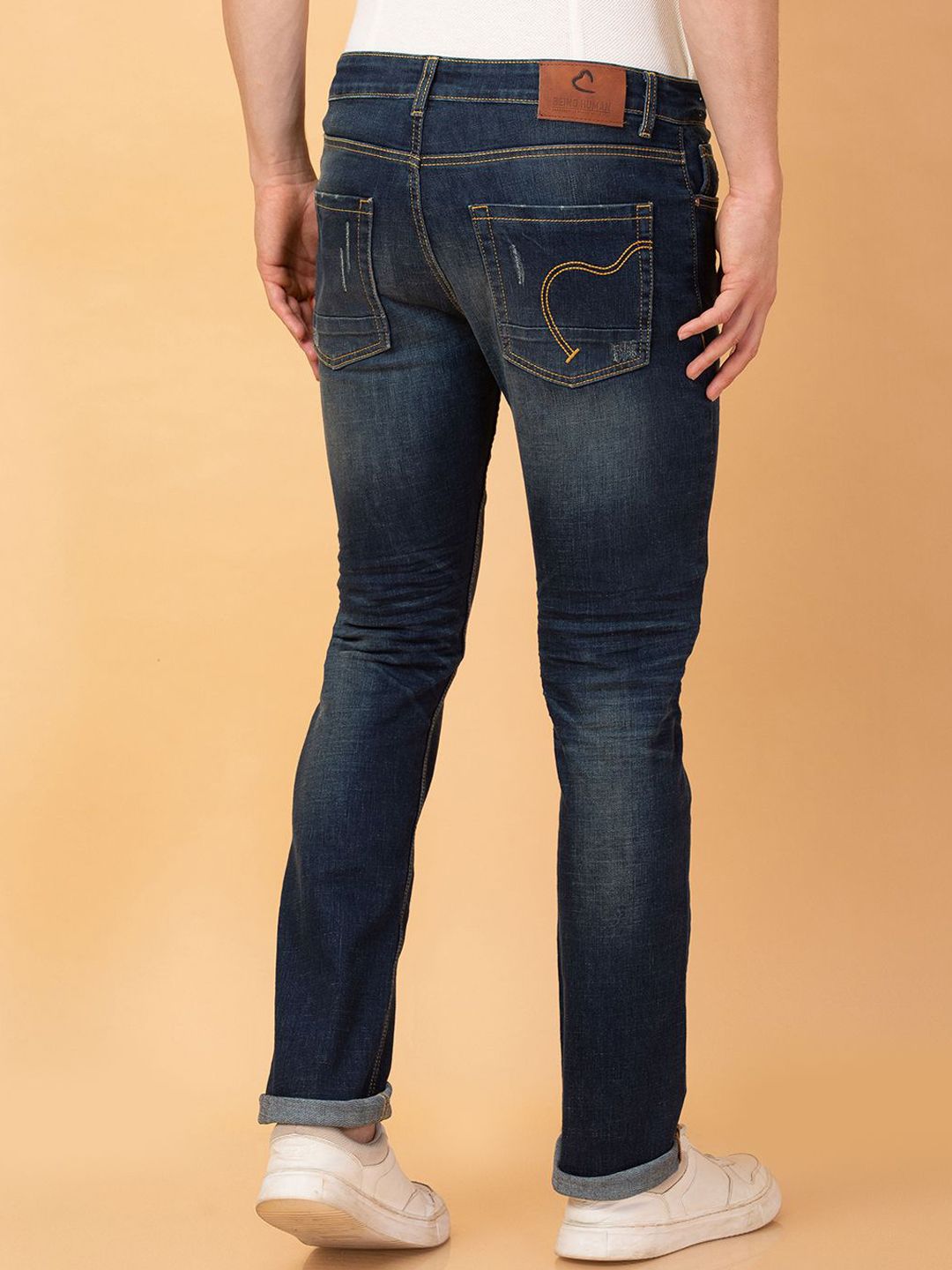 Being Human Men Slim Fit Mildly Distressed Heavy Fade Stretchable Jeans