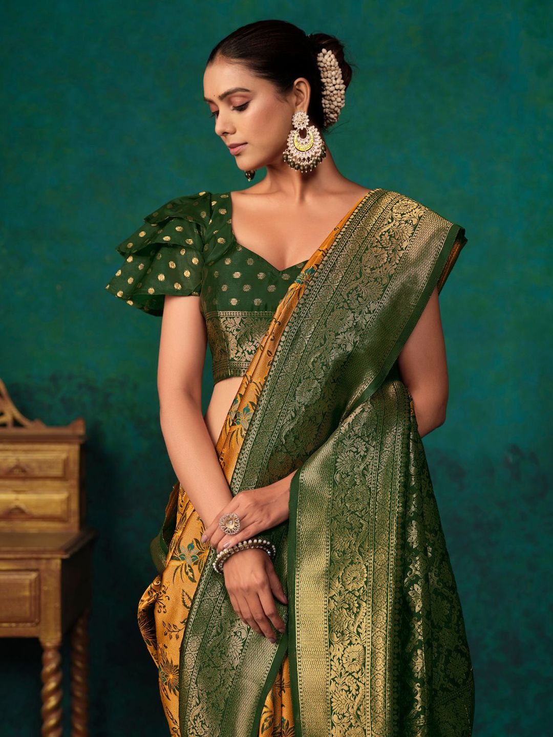 KALINI Woven Design Zari Paithani Saree