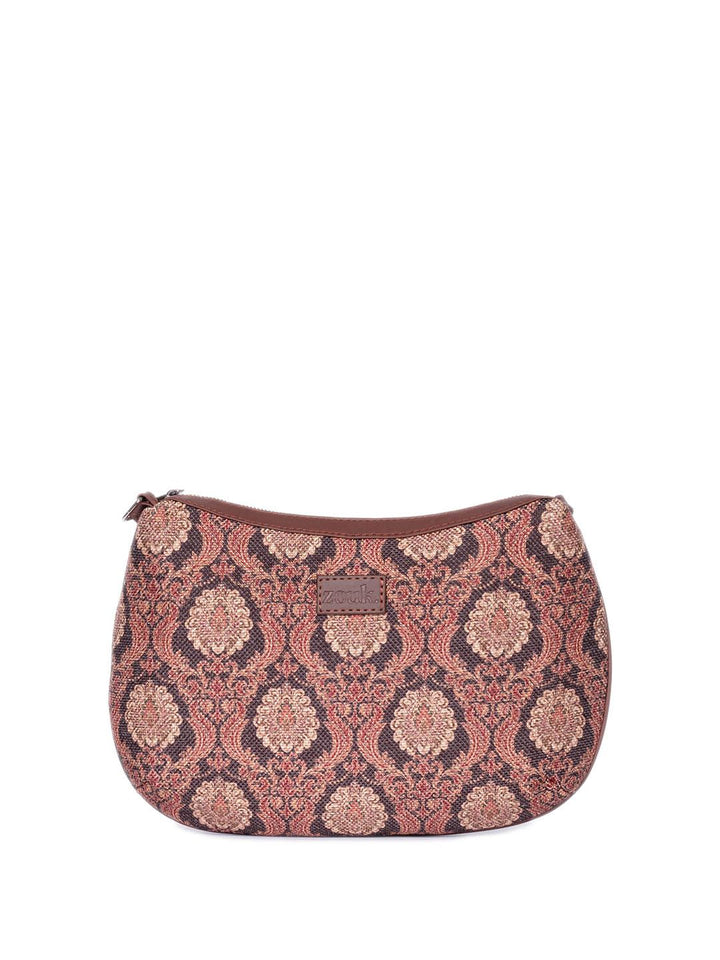 ZOUK Floral Printed Structured Jute Sling Bag
