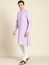 SOJANYA Men Lavender Solid Straight Kurta