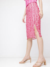 DressBerry Dip-Dyed Mesh Delight Slit Pencil Midi Skirt