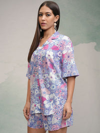 Tokyo Talkies Women Printed Shirt With Short Co-Ords