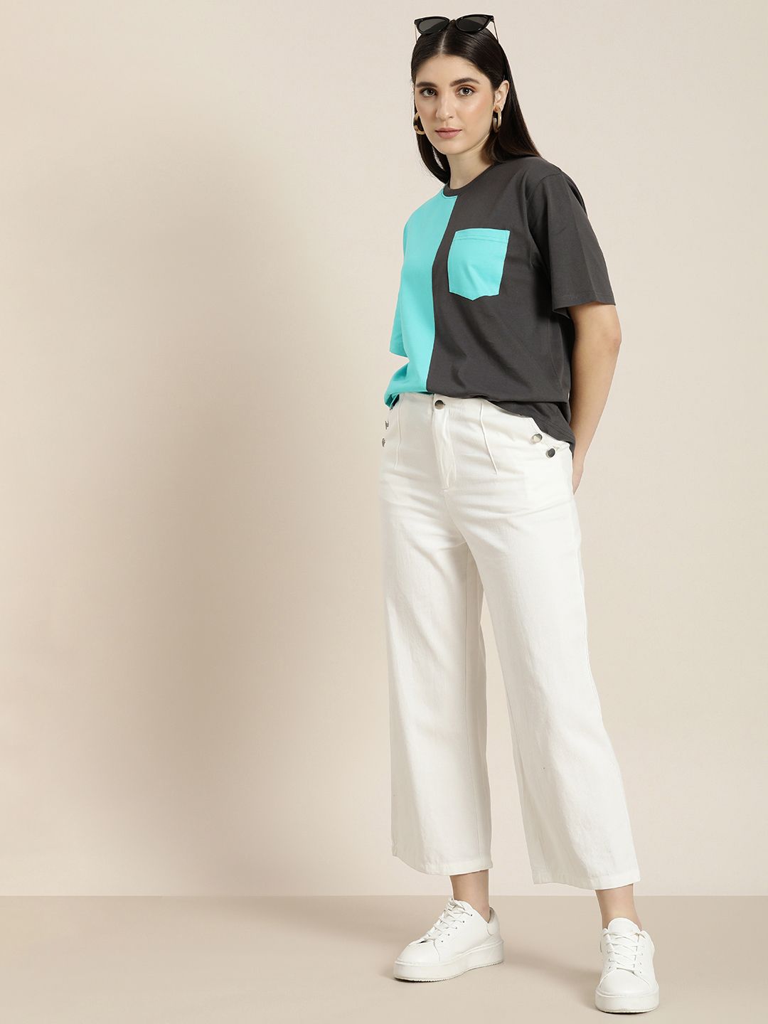 DILLINGER Women Colourblocked Oversized T-shirt