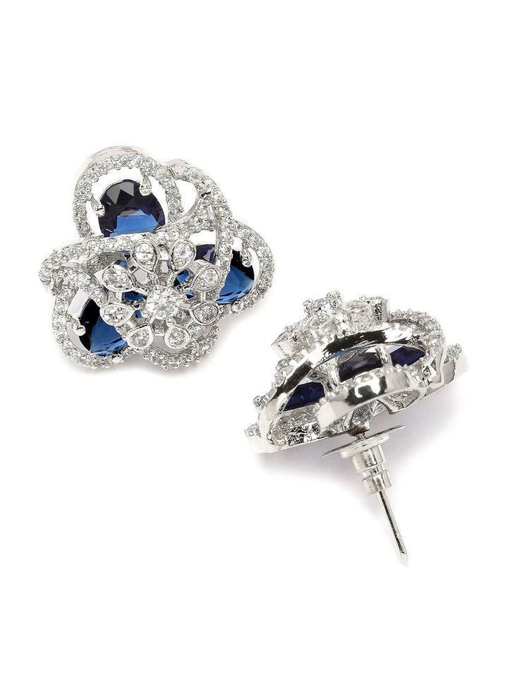 Karatcart perak bersalut zirkonia padu studs anting -anting