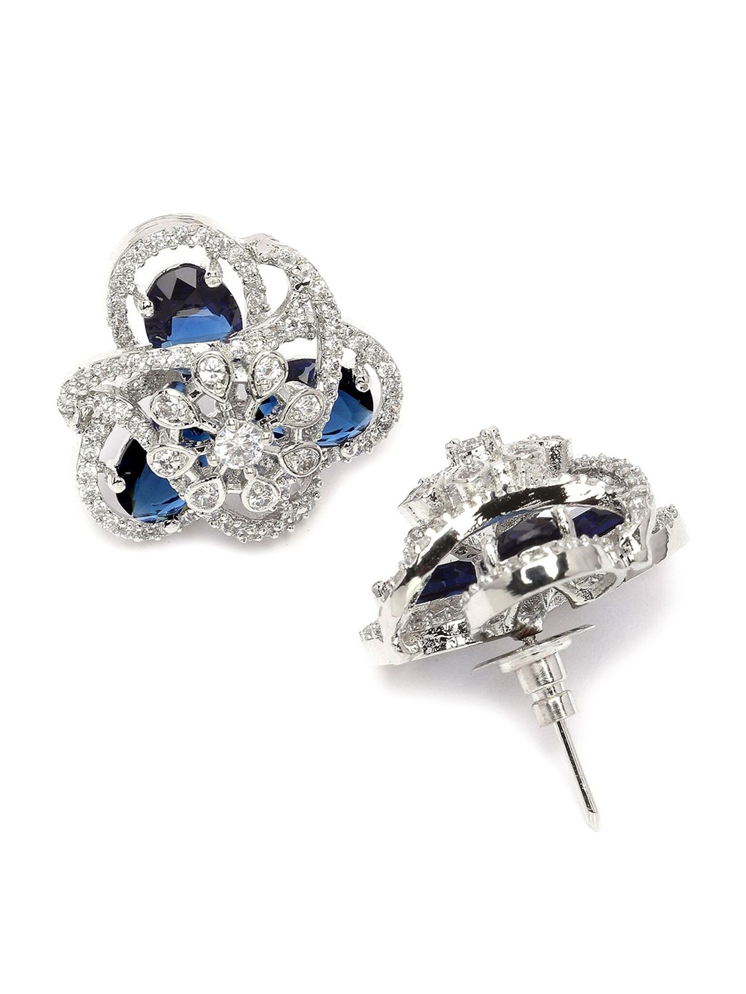 Karatcart perak bersalut zirkonia padu studs anting -anting