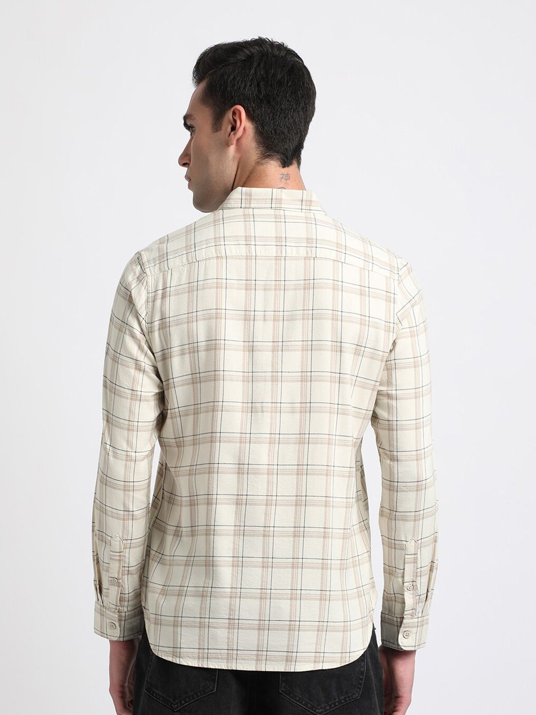 THE BEAR HOUSE Slim Fit Tartan Checks Pure Cotton Casual Shirt