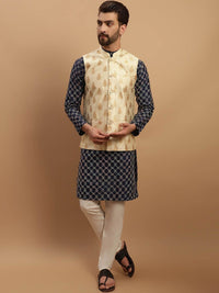 SOJANYA Kurta Biasa Sulam Geometrik Dengan Jaket Churidar & Nehru