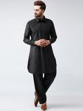 SOJANYA Lelaki Hitam Solid Kurta Lurus