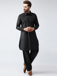 SOJANYA Lelaki Hitam Solid Kurta Lurus