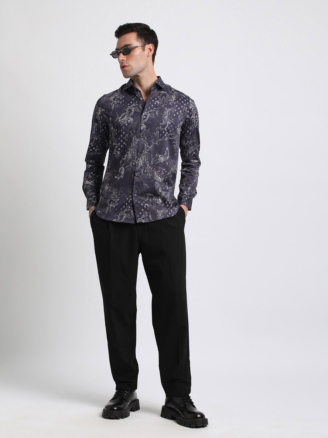 THE BEAR HOUSE Floral Printed Slim Fit Pure Cotton Casual Shirt