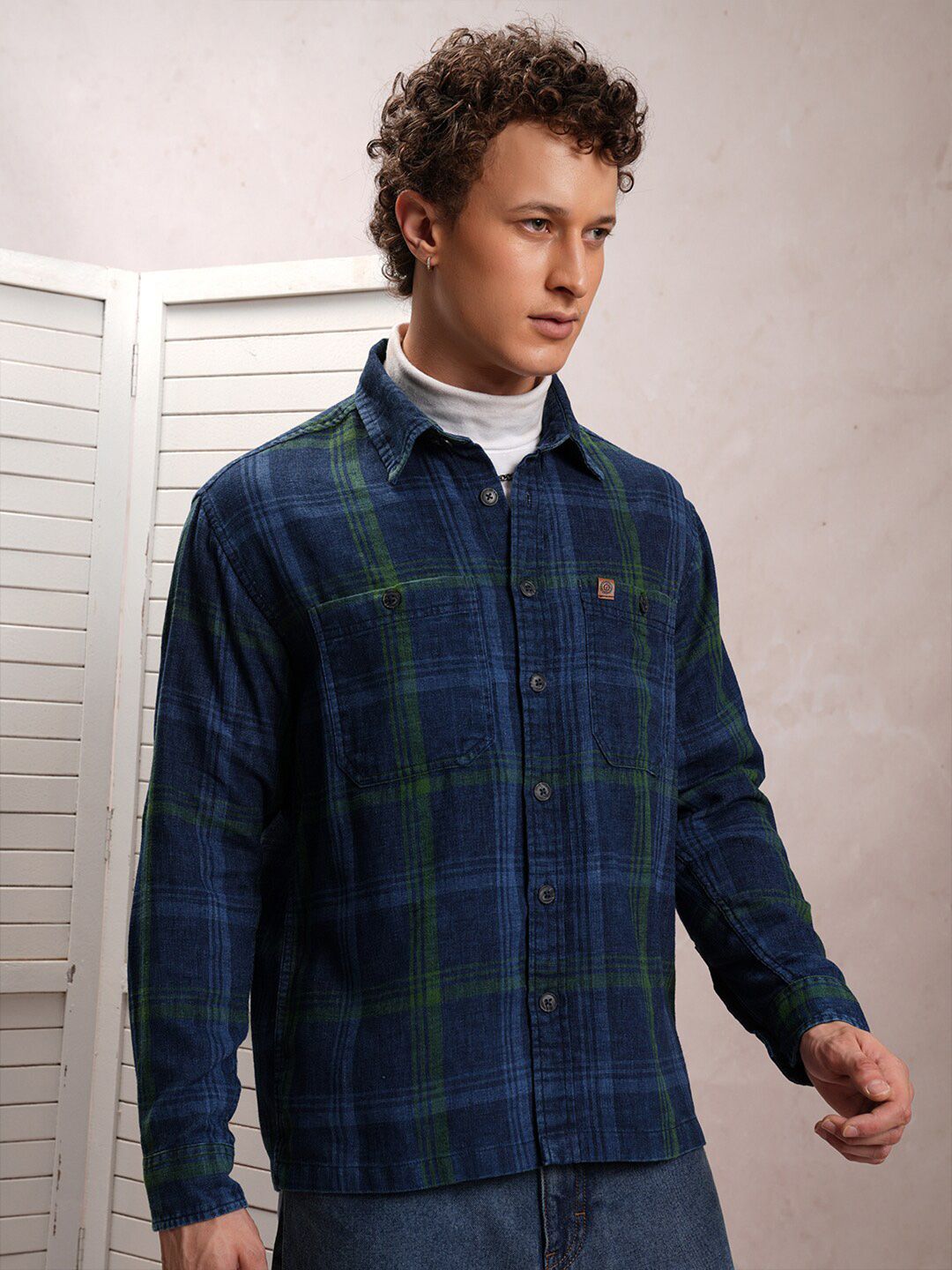 LOCOMOTIVE Premium Dobby Textured Checked Utility Pocket Overshirt