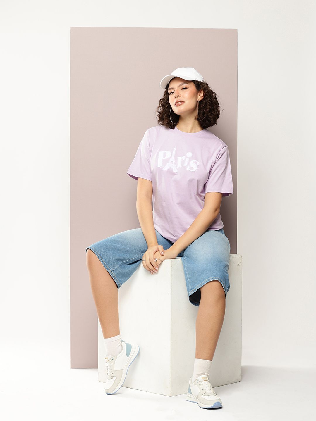DILLINGER Women Oversized Crew Neck Varsity Puff Printed Tshirt