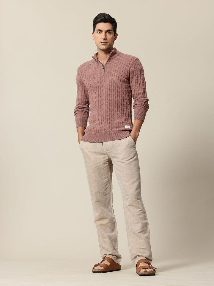 Mr Bowerbird Mock Collar Cable Knit Pullover Sweater