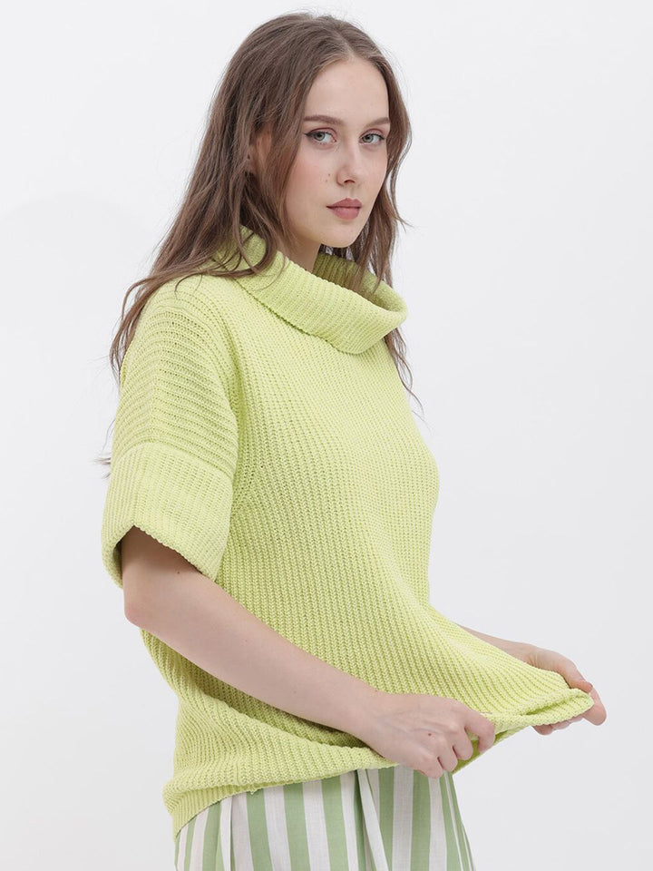RAREISM Cable Knit Self Design Cowl Neck Ribbed Pullover