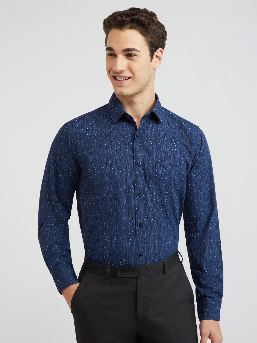 Raymond Men Slim Fit Micro Ditsy Printed Pure Cotton Casual Shirt