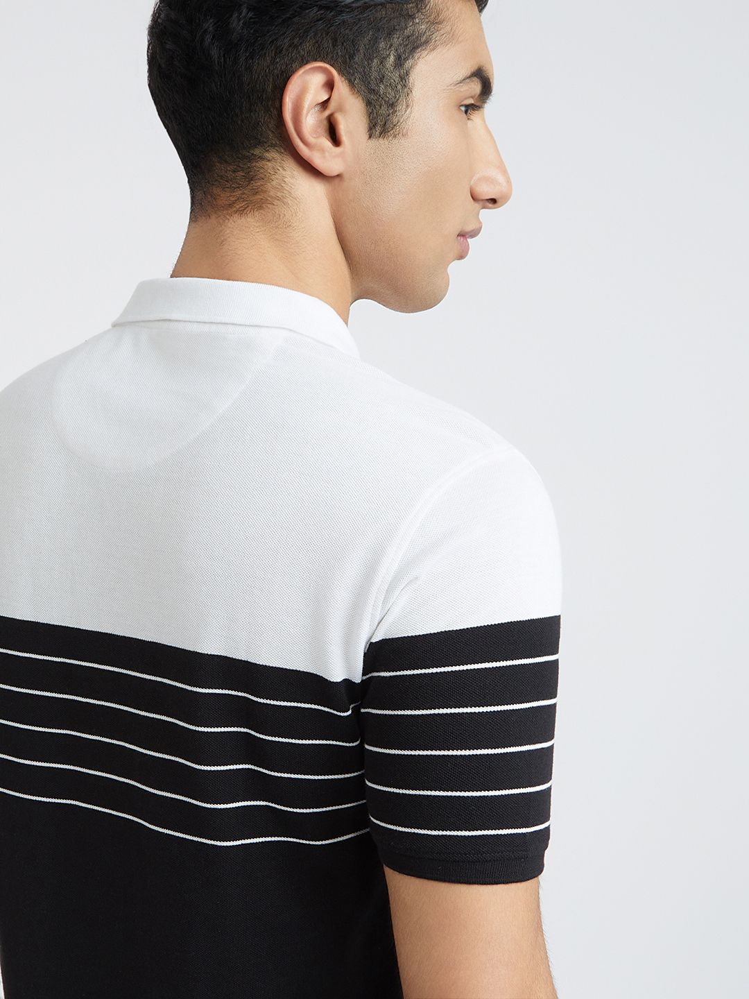 Park Avenue Striped Polo Collar Slim Fit T-shirt