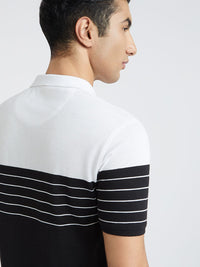 Park Avenue Striped Polo Collar Slim Fit T-shirt