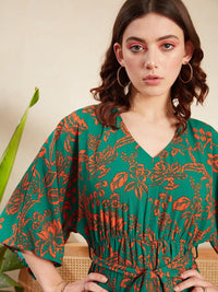Berrylush Floral Printed Belted Playsuit