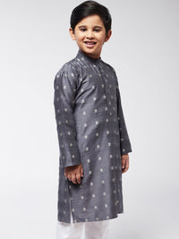 SOJANYA Boys Grey Printed Thread Work Kurta