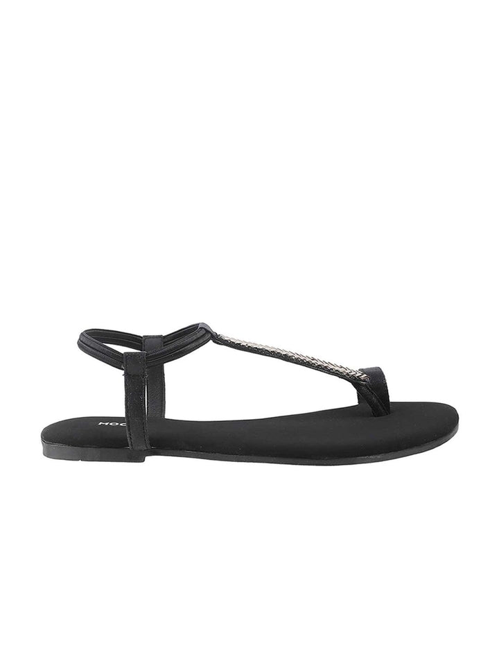 Mochi Women Black Embellished One Toe Flats